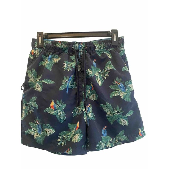 Coast Clothing Co. Men’s Navy/Green Swim Short Trunks Swimsuit Navy Parrot Small - Picture 1 of 5
